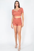 Load image into Gallery viewer, Scoop Neck Crop Top And Ribbed Shorts