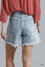 Load image into Gallery viewer, High Rise Denim Shorts With Raw Hem