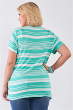 Load image into Gallery viewer, Plus Striped And Distressed Cut-out Top