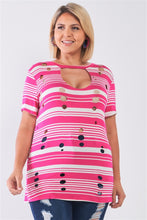 Load image into Gallery viewer, Plus Striped And Distressed Cut-out Top