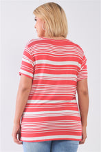 Load image into Gallery viewer, Plus Striped And Distressed Cut-out Top