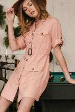 Load image into Gallery viewer, Drop Shoulder With Saist Tie Belted Dress