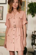 Load image into Gallery viewer, Drop Shoulder With Saist Tie Belted Dress