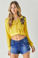 Load image into Gallery viewer, Floral Embroidered Cropped Sweatshirt