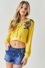 Load image into Gallery viewer, Floral Embroidered Cropped Sweatshirt