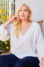 Load image into Gallery viewer, V Neck Bubble Sleeve Solid Top
