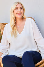 Load image into Gallery viewer, V Neck Bubble Sleeve Solid Top