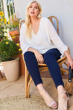 Load image into Gallery viewer, V Neck Bubble Sleeve Solid Top