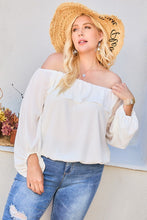 Load image into Gallery viewer, Off Shoulder Ruffle Bubble Sleeve Top