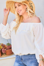 Load image into Gallery viewer, Off Shoulder Ruffle Bubble Sleeve Top