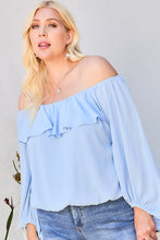 Load image into Gallery viewer, Off Shoulder Ruffle Bubble Sleeve Top