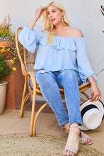 Load image into Gallery viewer, Off Shoulder Ruffle Bubble Sleeve Top