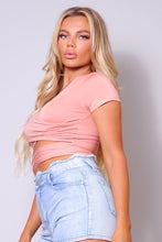 Load image into Gallery viewer, Short Sleeve Round Neck Crossover Multi Way Tie Top