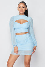 Load image into Gallery viewer, Sexy Sheer Cutout Puff Sleeved Top And Skirt Set