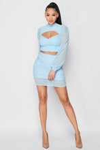 Load image into Gallery viewer, Sexy Sheer Cutout Puff Sleeved Top And Skirt Set
