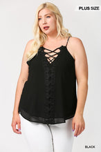 Load image into Gallery viewer, Plunging V-neckline Lattice Top With Scalloped Lace