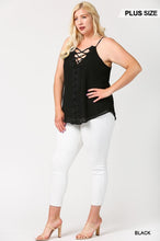 Load image into Gallery viewer, Plunging V-neckline Lattice Top With Scalloped Lace