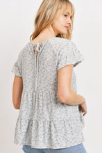 Load image into Gallery viewer, Dot Textured Print Jersey Ruffled Short Sleeve Top