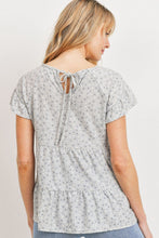 Load image into Gallery viewer, Dot Textured Print Jersey Ruffled Short Sleeve Top