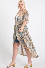 Load image into Gallery viewer, Short Sleeves Long-line Printed Mesh Open Cardigan
