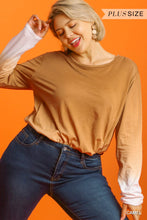 Load image into Gallery viewer, Ombre Print Long Sleeve Top With Gathered Front Detail And Raw Hem