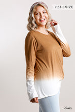 Load image into Gallery viewer, Ombre Print Long Sleeve Top With Gathered Front Detail And Raw Hem