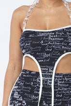 Load image into Gallery viewer, Mesh Print Crop Top With Plastic Chain Halter Neck With Matching Leggings
