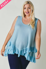 Load image into Gallery viewer, Plus Scoope Neck Sleeveless Ruffle Tunic