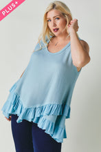 Load image into Gallery viewer, Plus Scoope Neck Sleeveless Ruffle Tunic