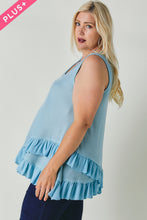 Load image into Gallery viewer, Plus Scoope Neck Sleeveless Ruffle Tunic