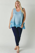 Load image into Gallery viewer, Plus Scoope Neck Sleeveless Ruffle Tunic
