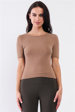 Load image into Gallery viewer, Light Ribbed Crew Neck Short Sleeve Basic Tee