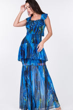 Load image into Gallery viewer, Ruffle Sleeve Tiered Bottom Print Long Dress