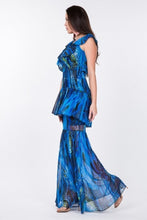 Load image into Gallery viewer, Ruffle Sleeve Tiered Bottom Print Long Dress