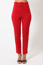 Load image into Gallery viewer, Ankle Tapered Self-fabric Buckle Belt Pants