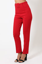 Load image into Gallery viewer, Ankle Tapered Self-fabric Buckle Belt Pants