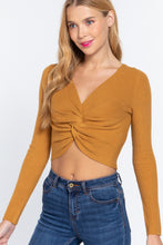 Load image into Gallery viewer, V-neck Front Knotted Crop Sweater
