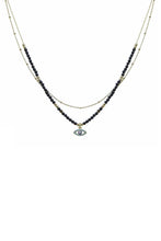 Load image into Gallery viewer, 2 Layered Metal Seed Bead Evil Eye Pendant Necklace