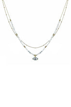 Load image into Gallery viewer, 2 Layered Metal Seed Bead Evil Eye Pendant Necklace