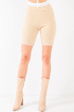 Load image into Gallery viewer, Oatmeal Beige Knit High Waist Stretchy Warm Fuzzy Biker Shorts