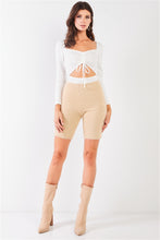 Load image into Gallery viewer, Oatmeal Beige Knit High Waist Stretchy Warm Fuzzy Biker Shorts