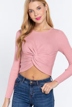 Load image into Gallery viewer, Crew Neck Knotted Crop Sweater