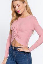 Load image into Gallery viewer, Crew Neck Knotted Crop Sweater