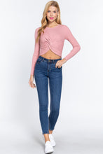 Load image into Gallery viewer, Crew Neck Knotted Crop Sweater
