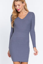 Load image into Gallery viewer, Long Slv V-neck Sweater Mini Dress