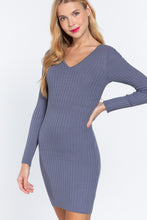 Load image into Gallery viewer, Long Slv V-neck Sweater Mini Dress