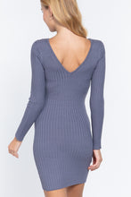 Load image into Gallery viewer, Long Slv V-neck Sweater Mini Dress