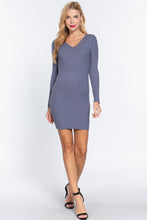 Load image into Gallery viewer, Long Slv V-neck Sweater Mini Dress