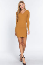 Load image into Gallery viewer, Long Slv V-neck Sweater Mini Dress