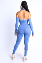 Load image into Gallery viewer, Overlock Detailed Cross Halter Keyhole Neck Off Shoulder Set